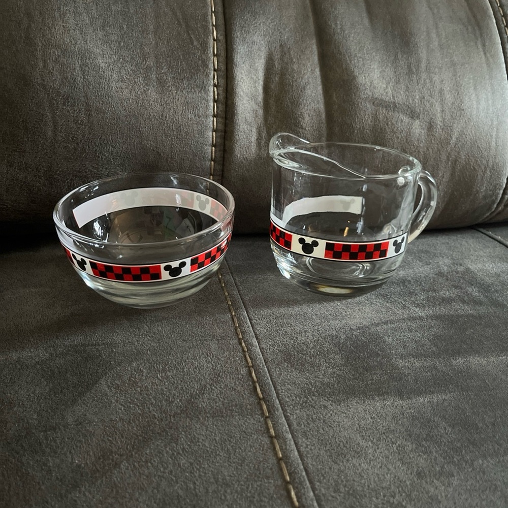 Vintage Anchor Hocking Disney creamer and sugar bowl set